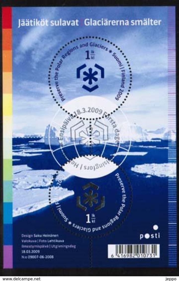 2009 Finland Melting Glaciers, Miniature Sheet FD Stamped. - Used Stamps