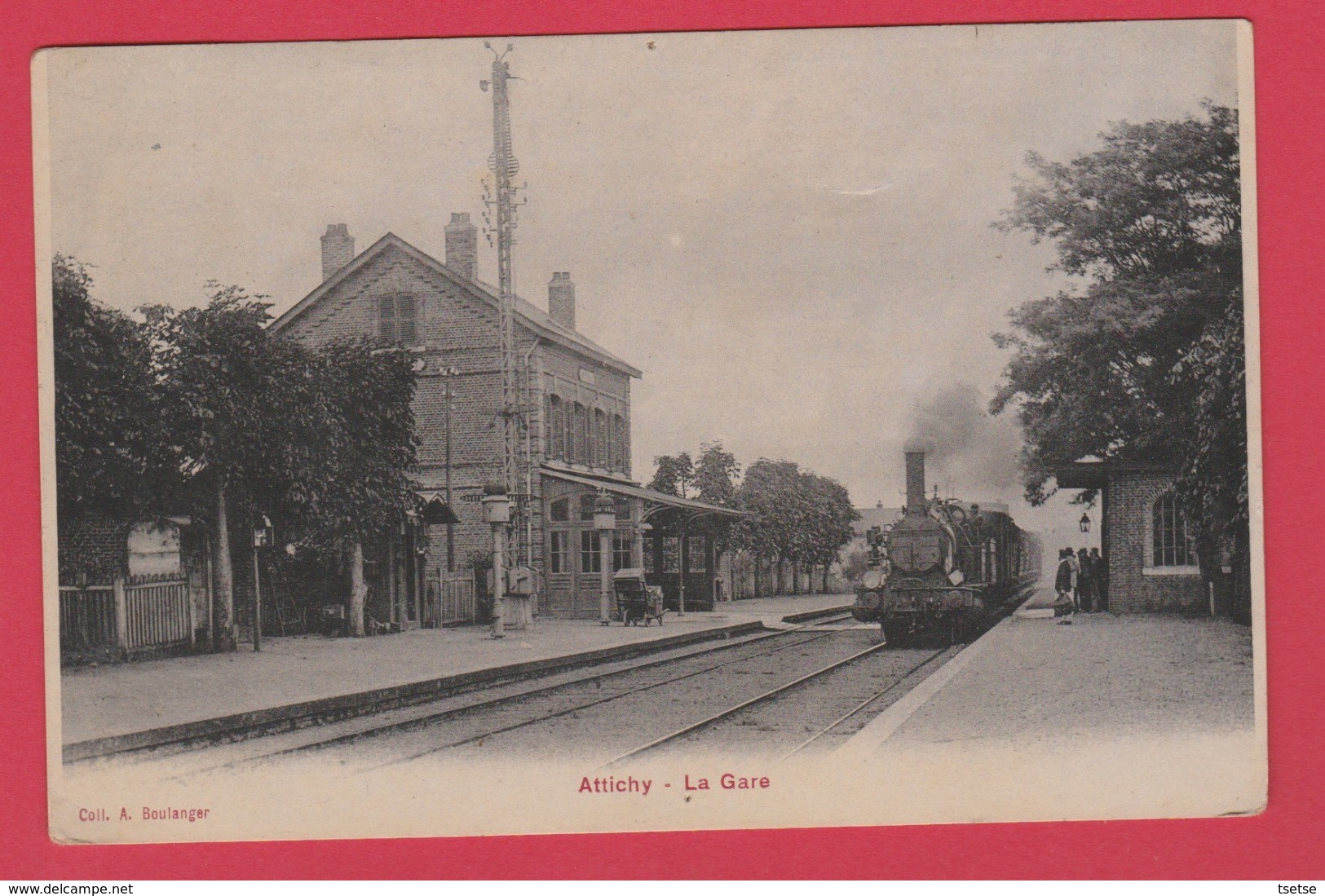 Attichy - La Gare ... Train En Gare, Loco Vapeur - 1914 ( Voir Verso ) - Attichy