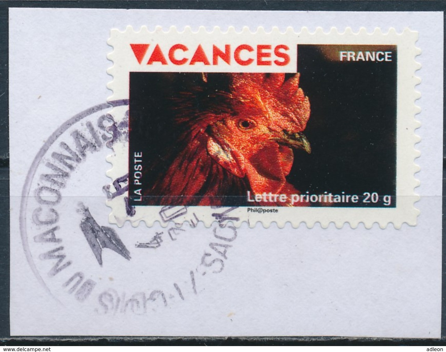 France - Vacances 2009 - Coq YT A321 Obl. Cachet Rond Sur Fragment - Oblitérés
