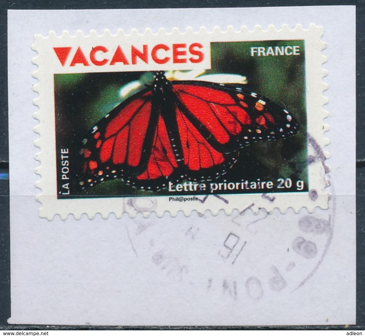 France - Vacances 2009 - Papillon YT A324 Obl. Cachet Rond Sur Fragment - Oblitérés