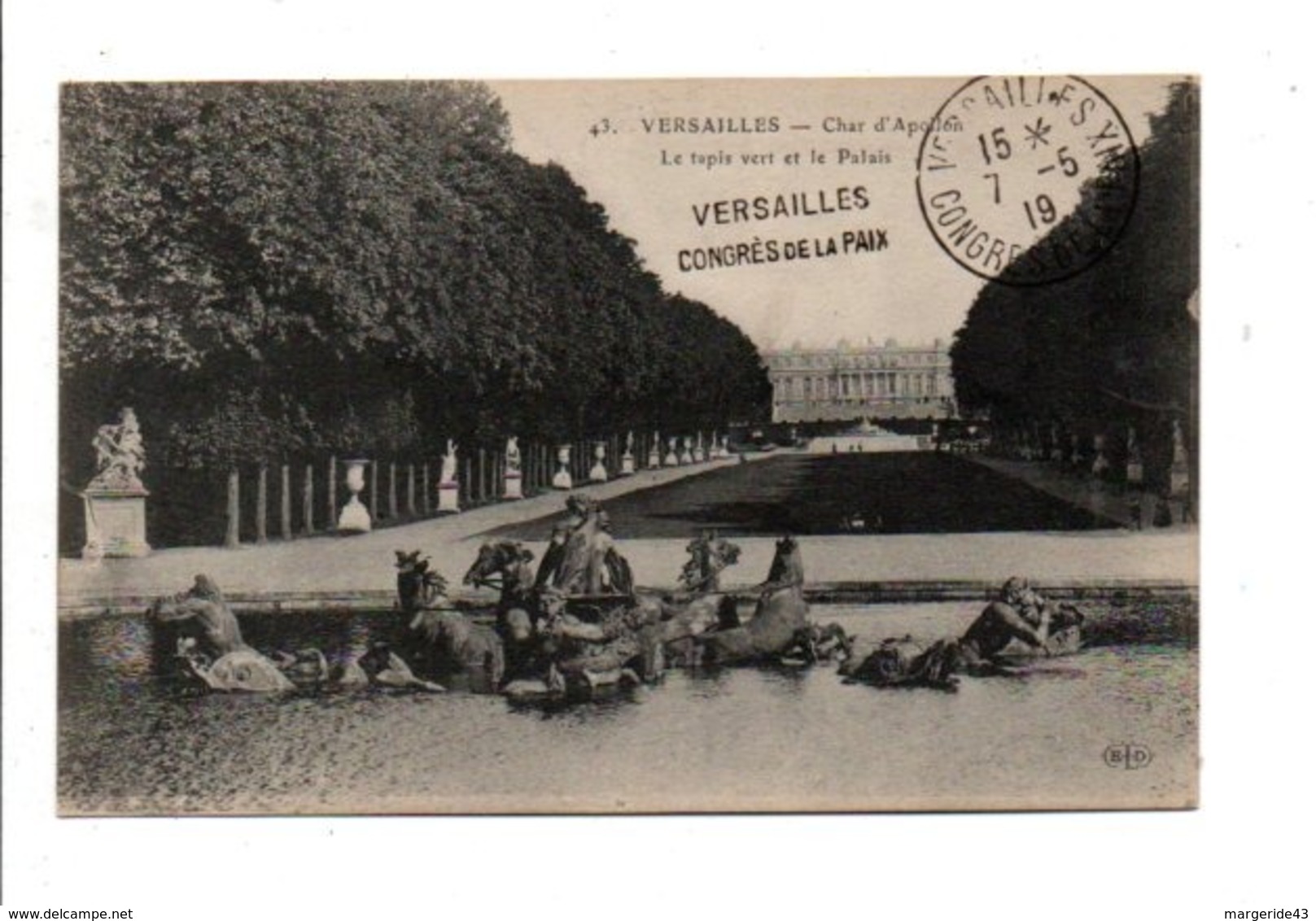 OBLITERATION  VERSAILLES CONGRES DE LA PAIX DU 7/5/1919 - Bolli Commemorativi