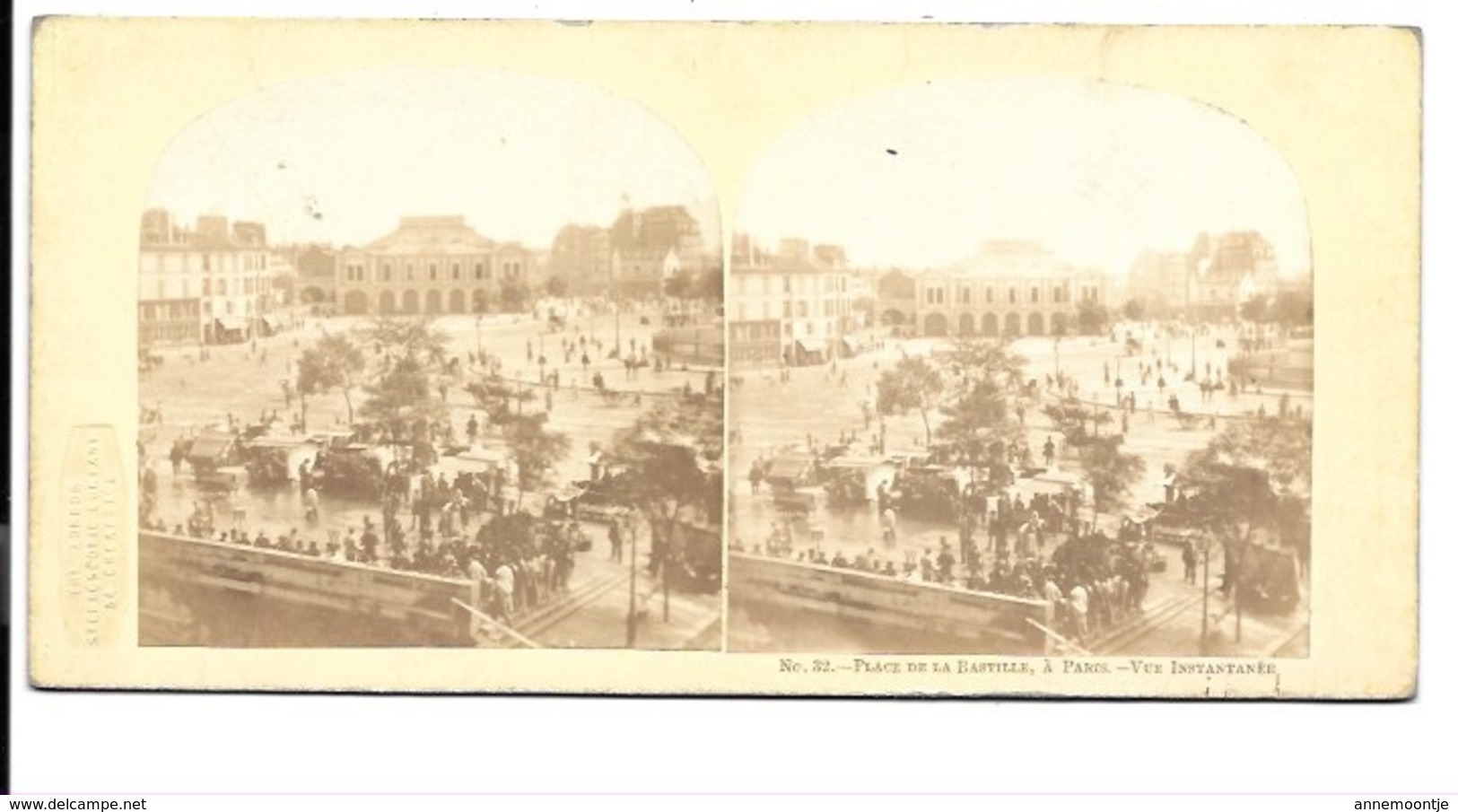 Photo Stéréoscopique - Paris - Place De La Bastille. - Stereoscopic