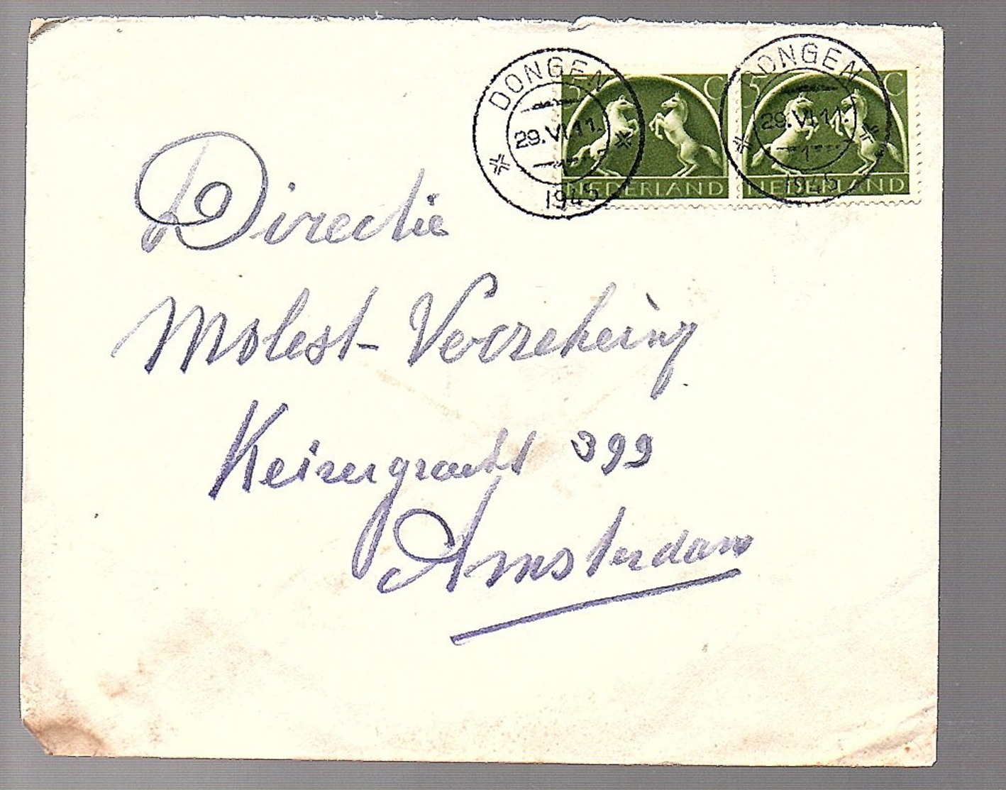 29.6.45 Dongen Nieuwenhuysen > Molestverzekeriing Amsterdam (oorlogsclaiims) (FJ-54) - Briefe U. Dokumente