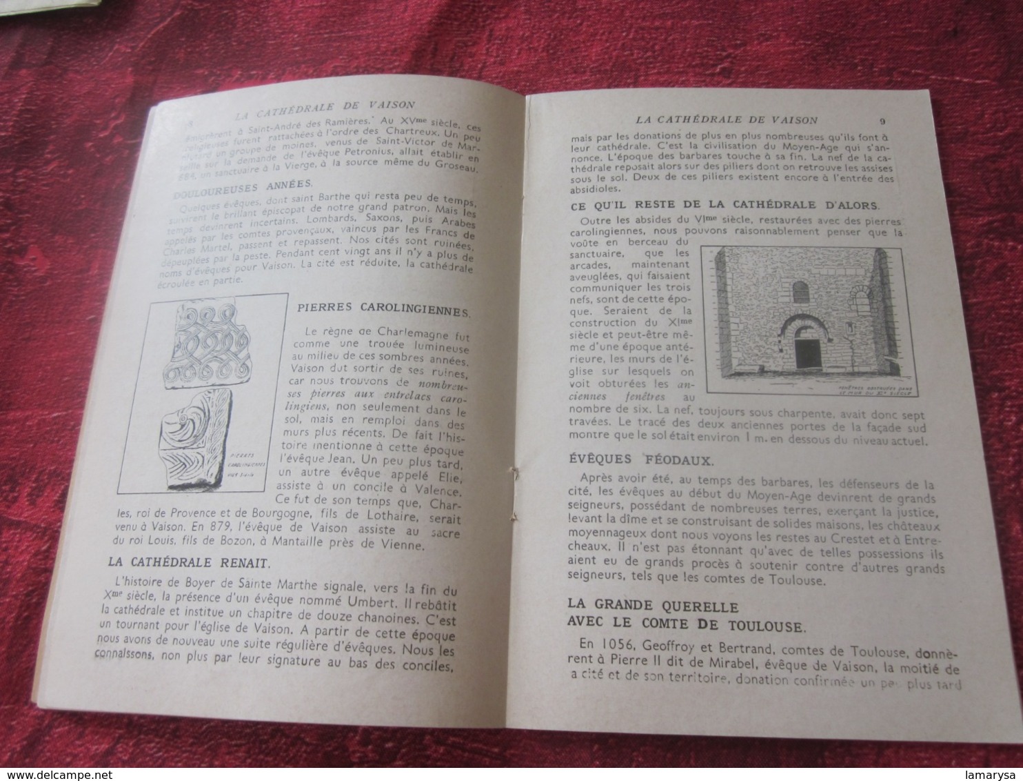 VAISON-LA-ROMAINE HISTOIRE GUIDE DÉPLIANT TOURISTIQUE CATHÉDRALE & DIOCÈSE EN VENTE AU CLOÎTRE-+IMAGE PIEUSE