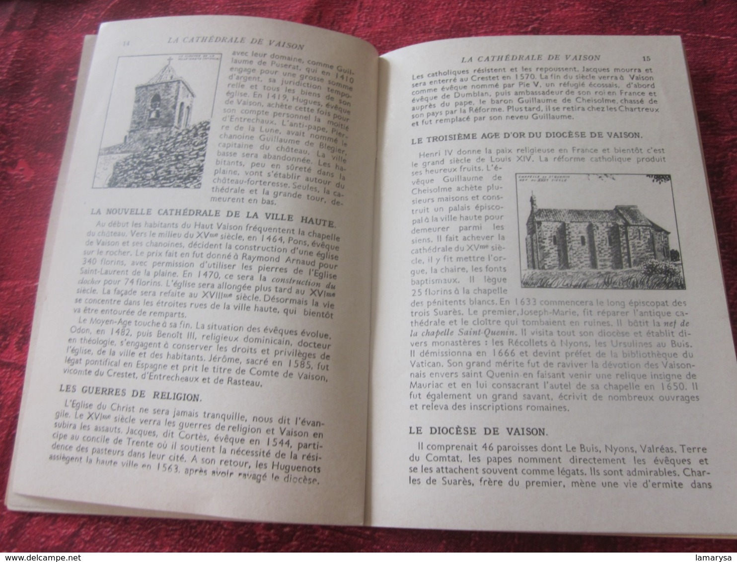 VAISON-LA-ROMAINE HISTOIRE GUIDE DÉPLIANT TOURISTIQUE CATHÉDRALE & DIOCÈSE EN VENTE AU CLOÎTRE-+IMAGE PIEUSE