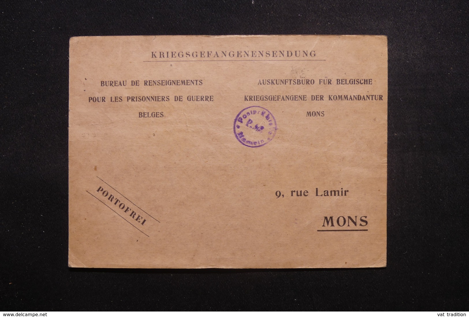 BELGIQUE - Enveloppe Du Bureau De Renseignements De Mons En 1917,  à Voir - L 44007 - Prisonniers