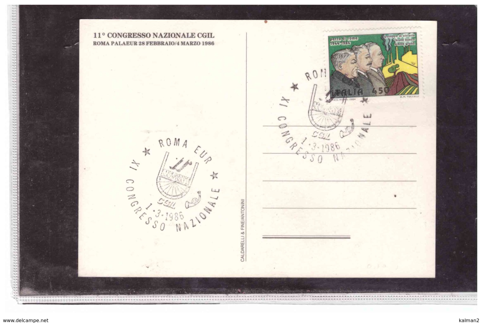 TEM7849   -   ROMA  1.3.1986   /   XI  CONGRESSO NAZIONALE C.G.I.L. - Altri & Non Classificati