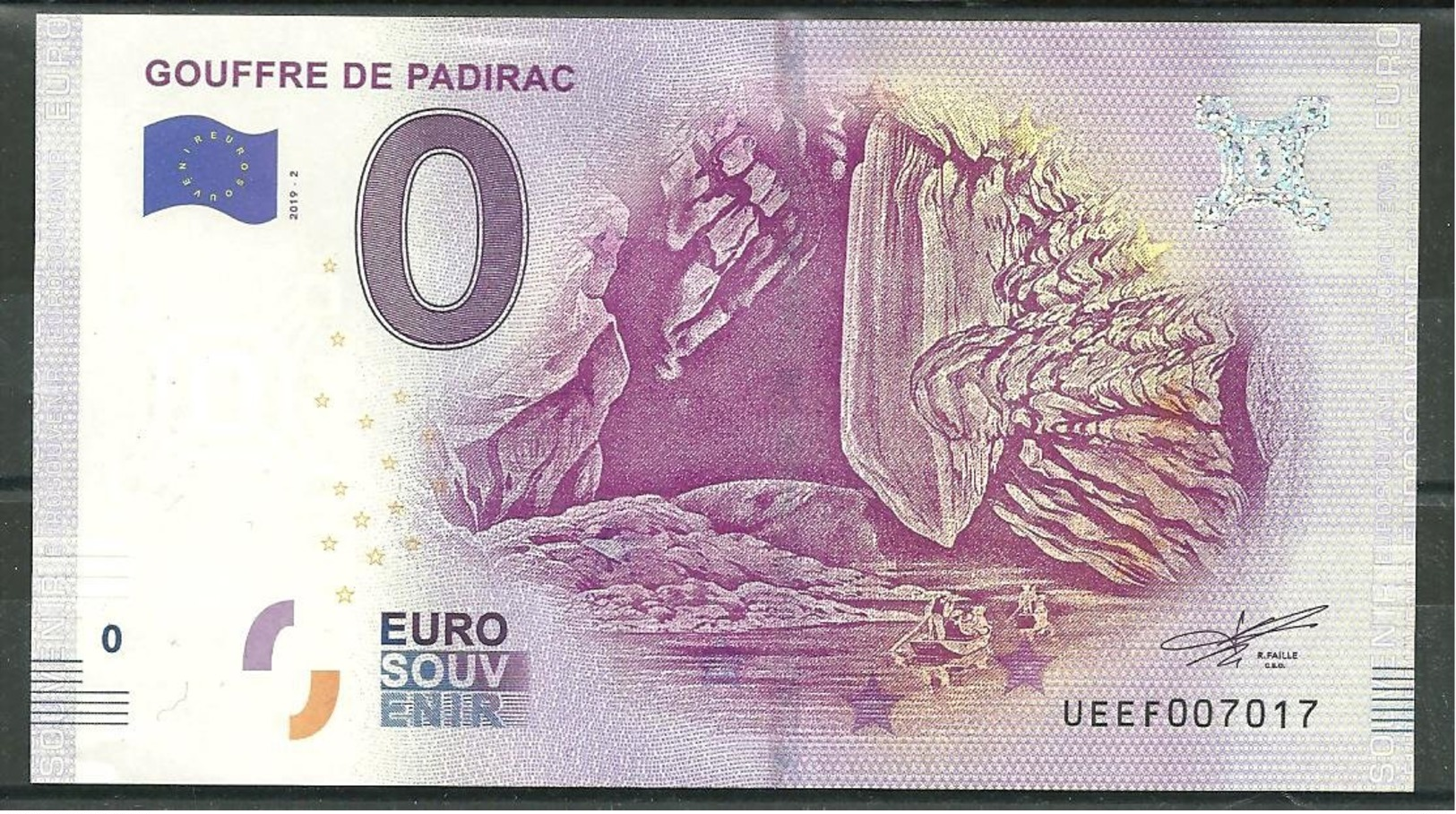 Billet Touristique 0 € 2019-2 Gouffre De PADIRAC - Private Proofs / Unofficial