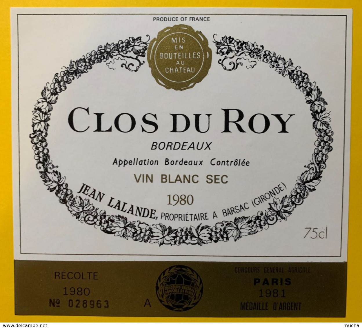 11923 - Clos Du Roy 1980 - Bordeaux
