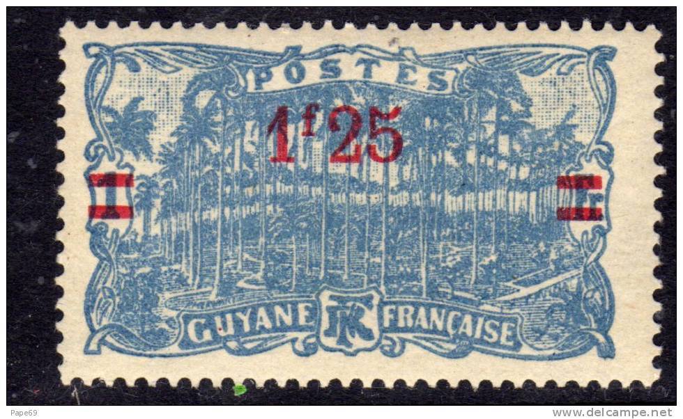 Guyane N° 103  X  Timbre De 1904 Surchargé :  1 F. 25 Sur 1 F. Outremer Charnière Sinon TB - Other & Unclassified