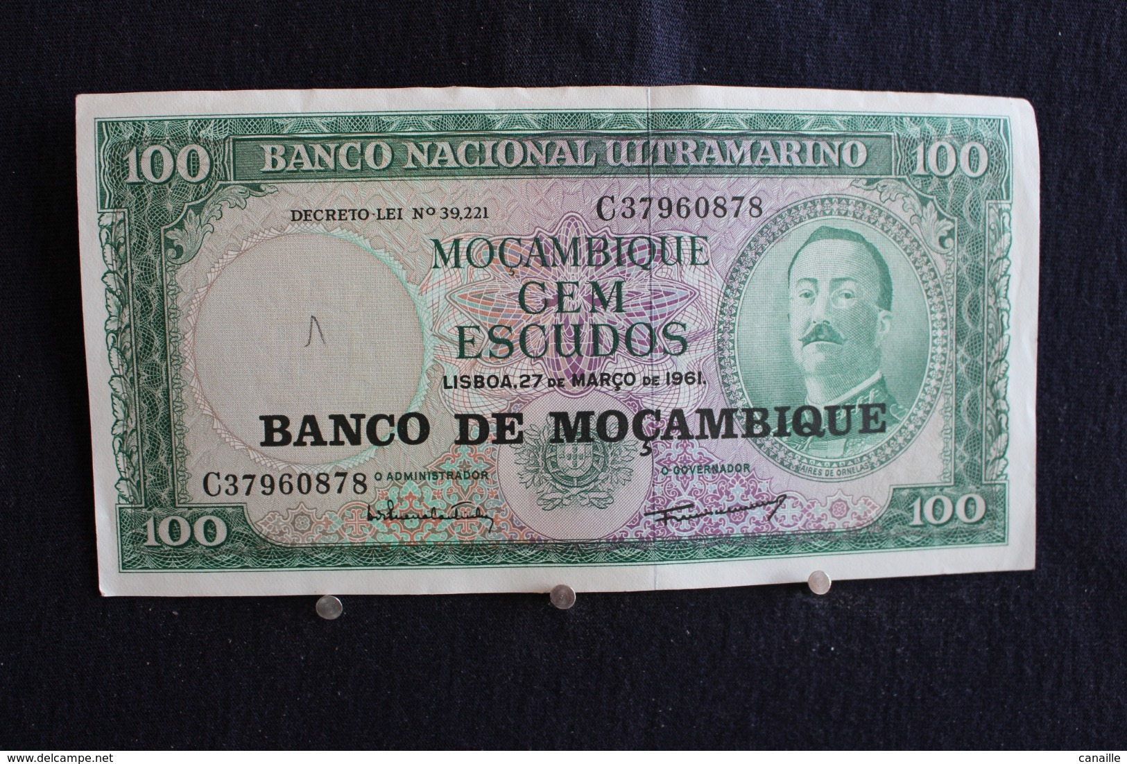 68 / Mozambique - Banco De Mozambique, 100 Escudos / Banco Nacional Ultramarino  -1961 /  N°  C 37960878 - Mozambique