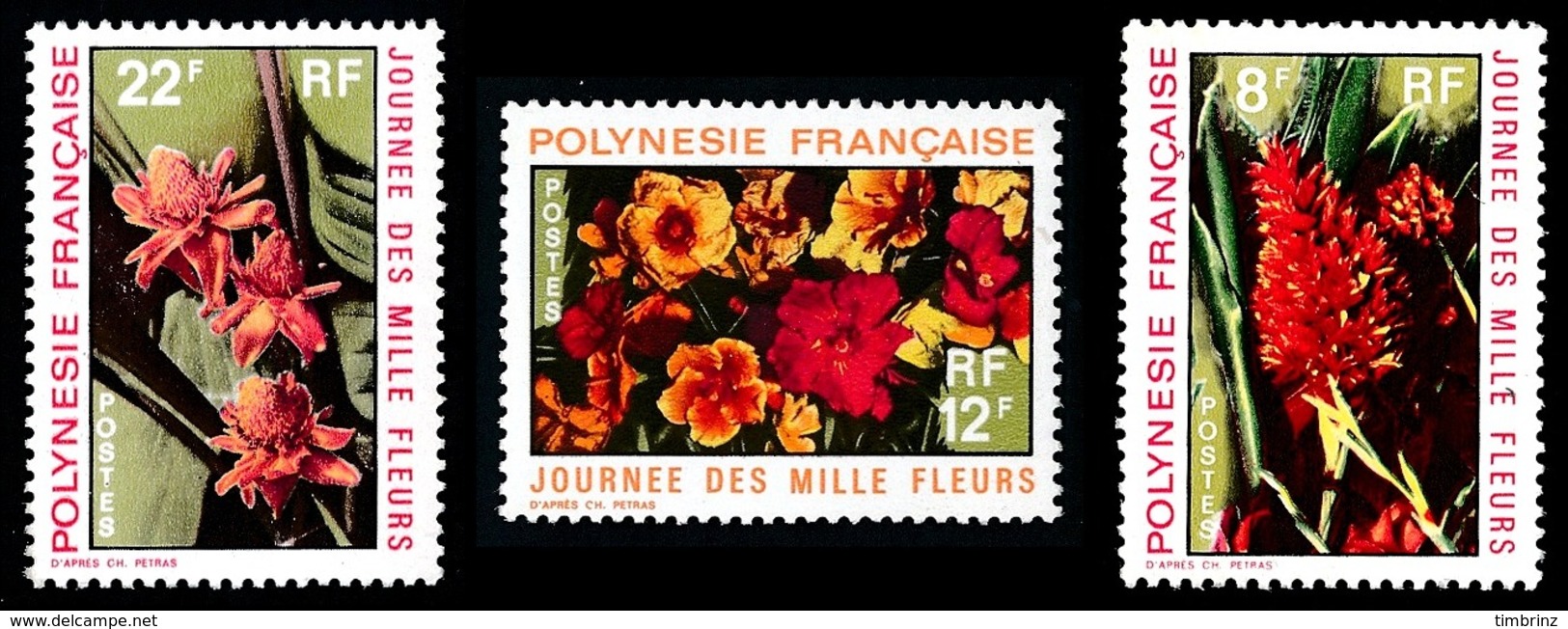 POLYNESIE 1971 - Yv. 83 84 85 **   Cote= 12,80 EUR - Journée Des Mille Fleurs (3 Val.)  ..Réf.POL24326 - Nuevos