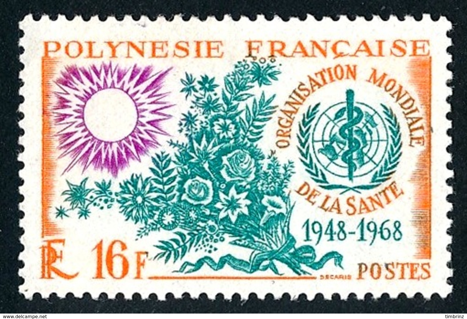 POLYNESIE 1968 - Yv. 61 **   Cote= 12,00 EUR - Organisation Mondiale De La Santé (OMS)  ..Réf.POL24314 - Neufs