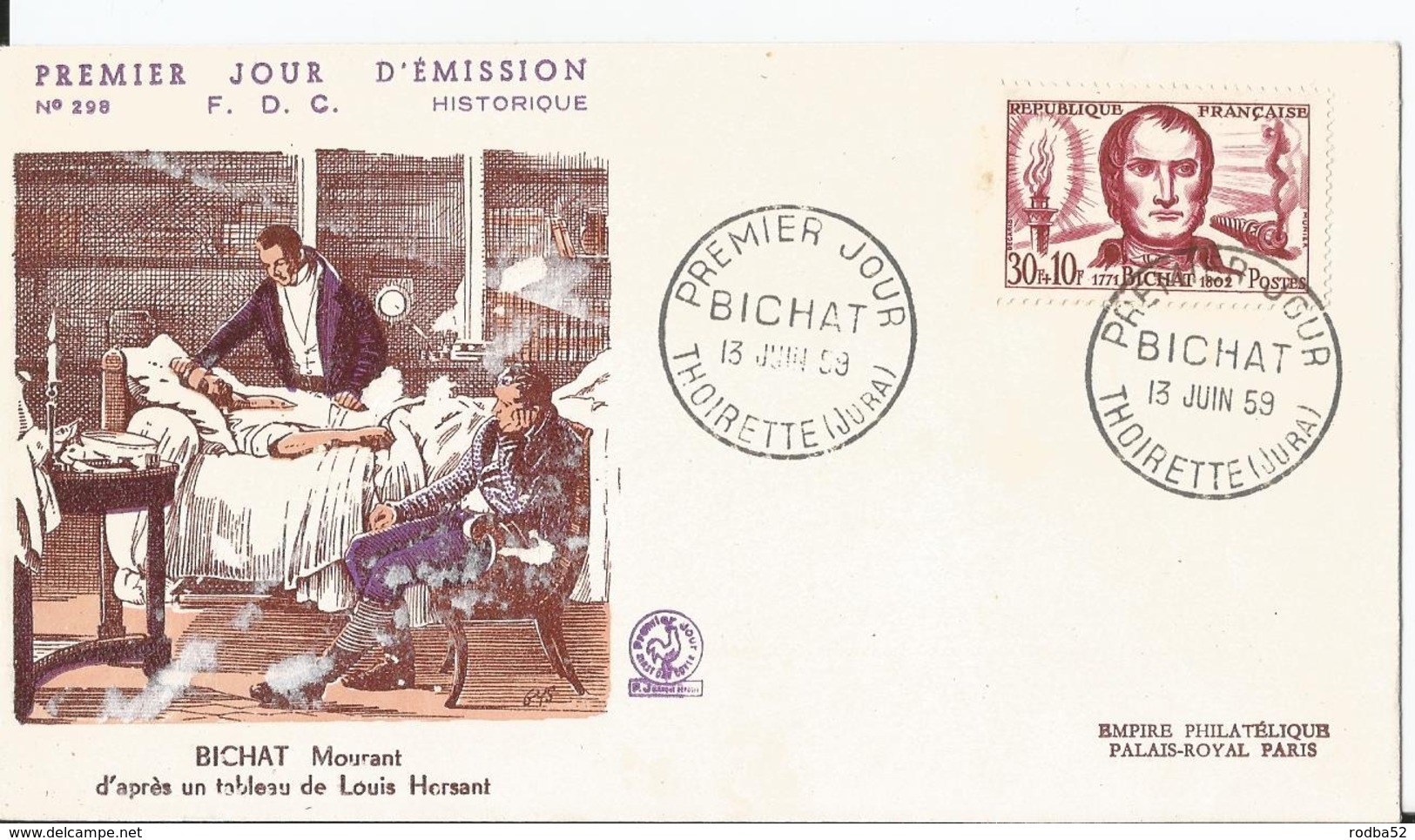 Enveloppe Premier Jour - FDC - 1959 -  Bichat - 1950-1959