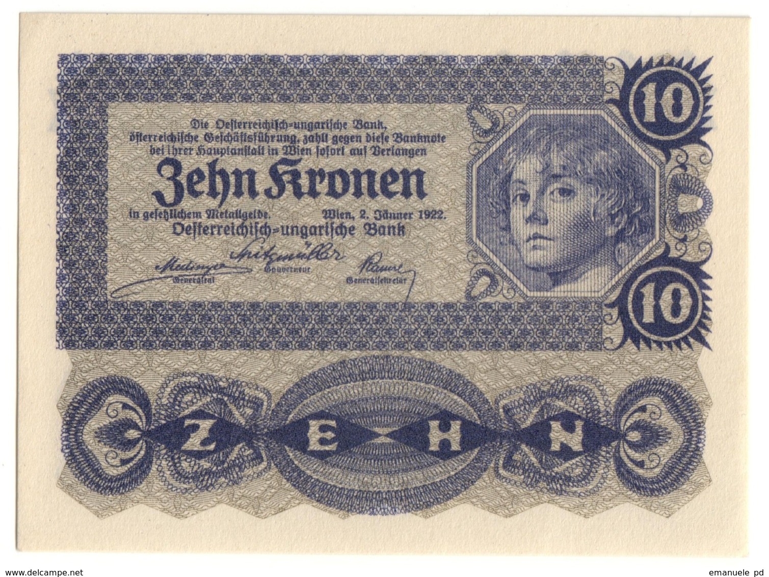 AUSTRIA	10	KRONEN	1922	P75	UNC			.CV. - Austria