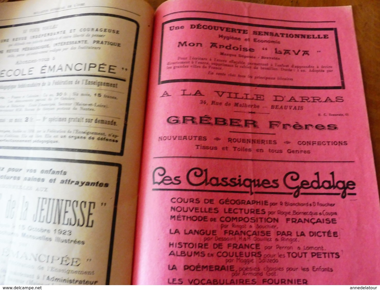 1930 BULLETIN du SYNDICAT des Membres de l'Enseignement Laïc de l'OISE et "LA CHANSON DU PAUVRE DÉCHARGÉ" , etc