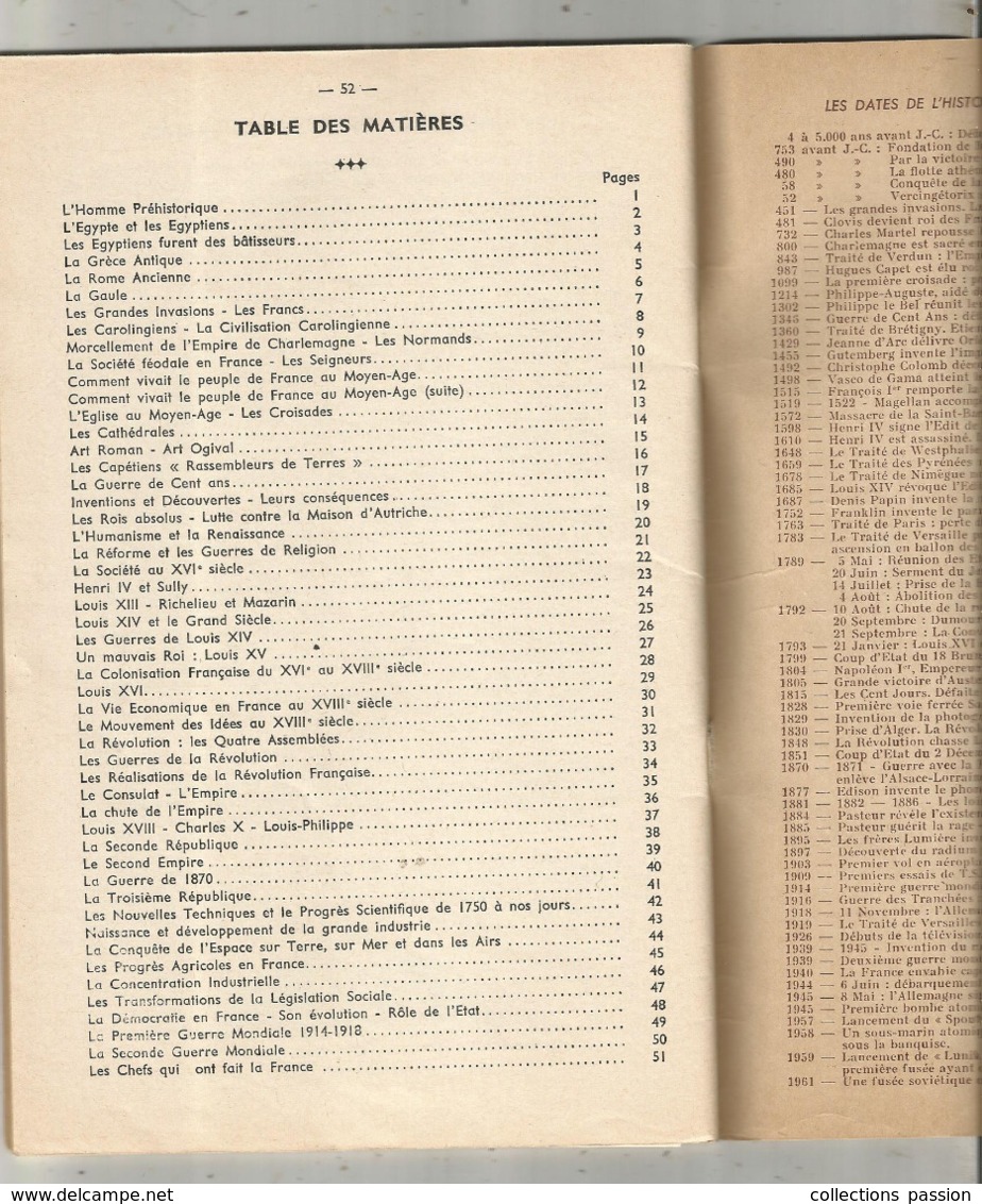 Collection L'ESSENTIEL ,mon Mémento D'HISTOIRE Et Son Questionnaire,57 Pages, 2 Scans , Frais Fr 3.95 E - 6-12 Jaar