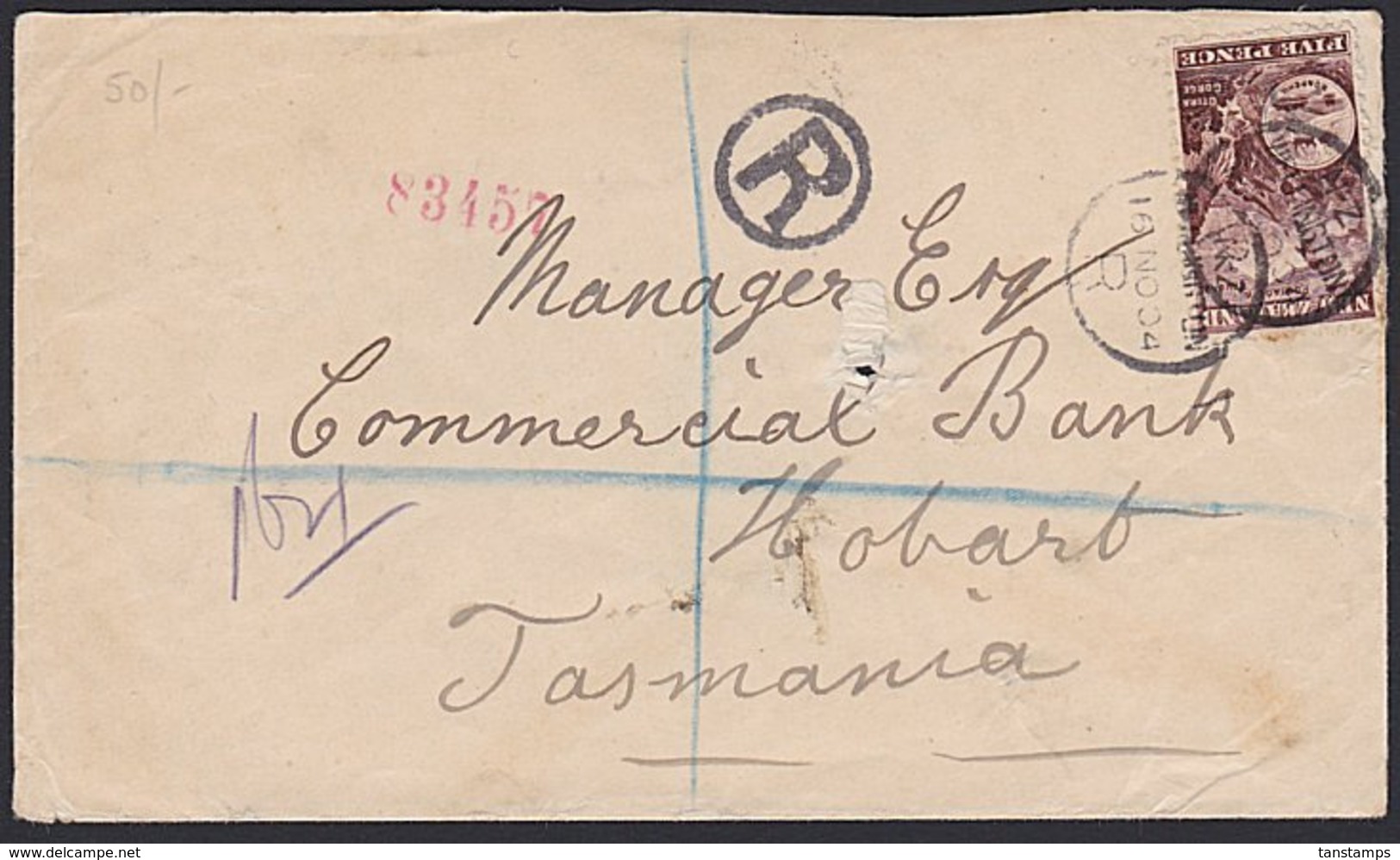 NEW ZEALAND - TASMANIA WELLINGTON REGISTERED 1904 - Brieven En Documenten