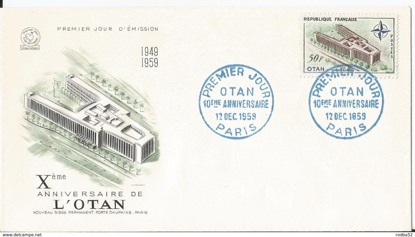 Enveloppe Premier Jour - FDC - 1959 - Xème Anniversaire De L' OTAN - - 1950-1959