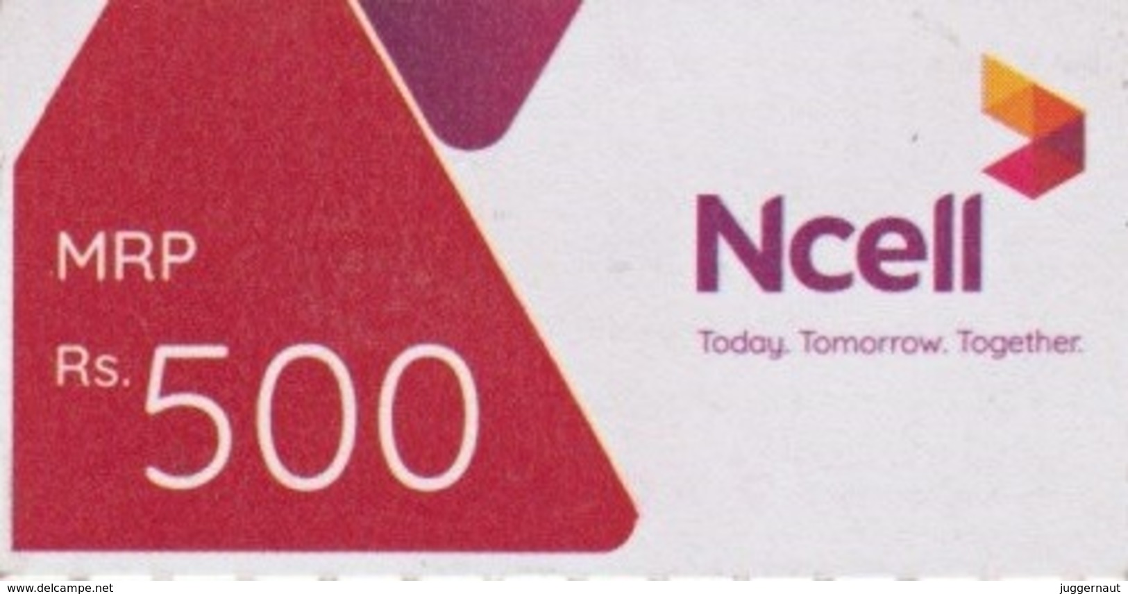 GSM MOBILE Rs.500 PHONE PREPAID USED MINI RECHARGE CARD NCELL MOBILE NEPAL - Népal