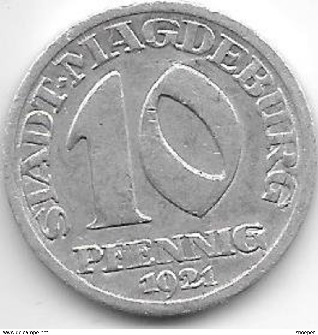 *notgeld Magdeburg  10 Pfennig   1921   Alu  312.1a - Andere & Zonder Classificatie