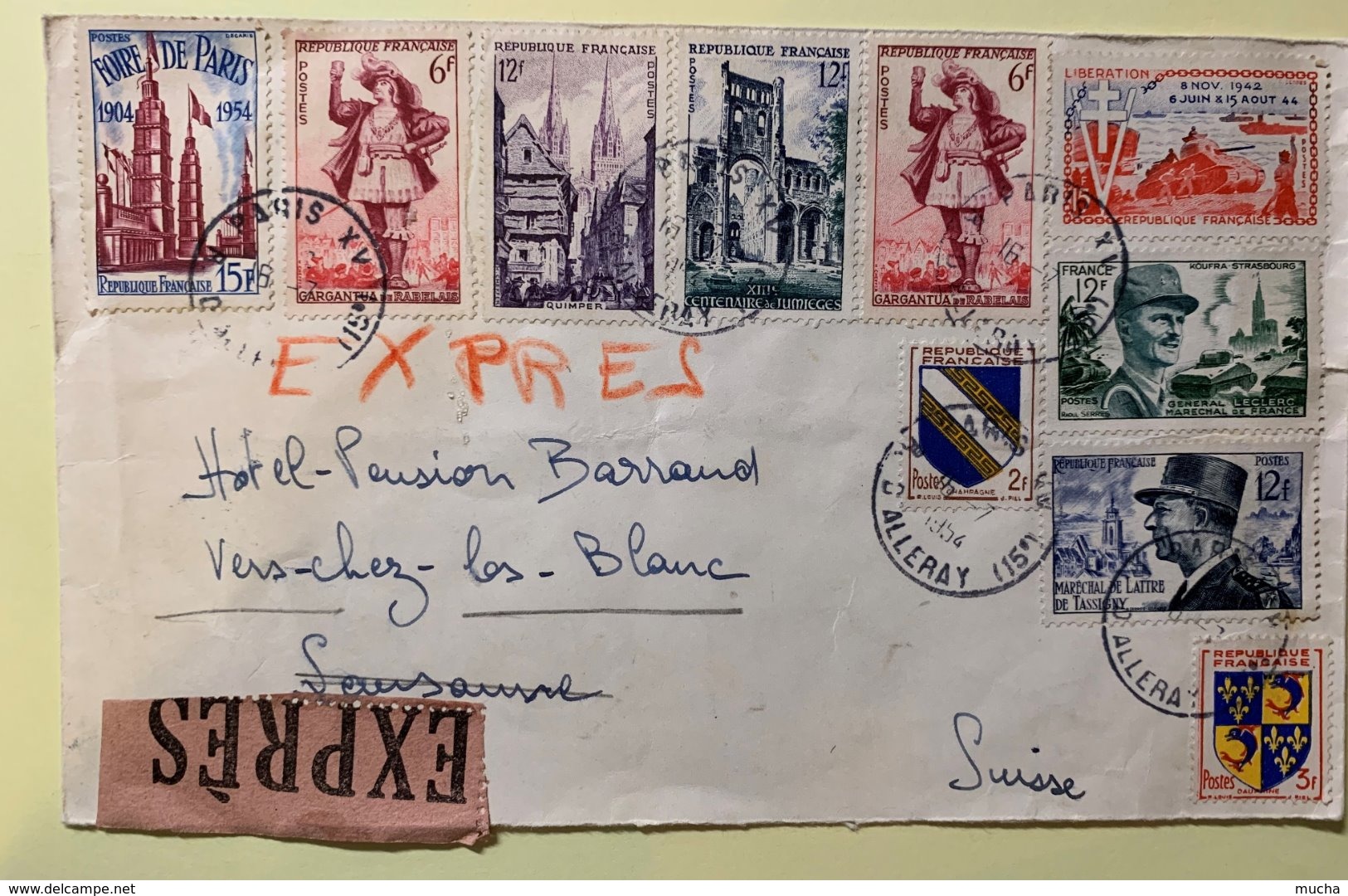 90011 - Lettre Exprès De Paris XV Pour La Suisse 16.07.1954 - Covers & Documents