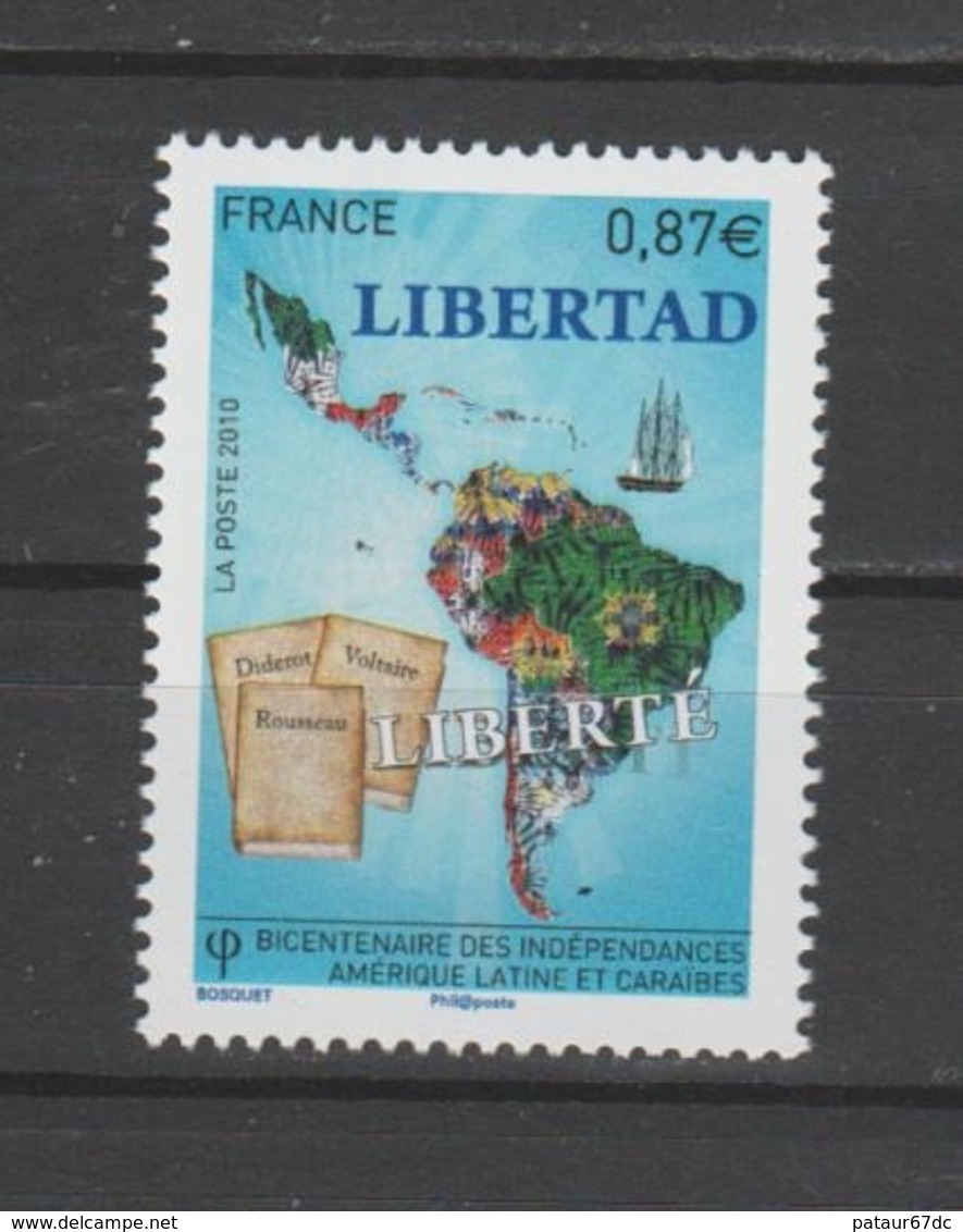 FRANCE / 2010 / Y&T N° 4527 ** : Indépendance Amérique Centrale & Caraïbes - Gomme D'origine Intacte - Neufs