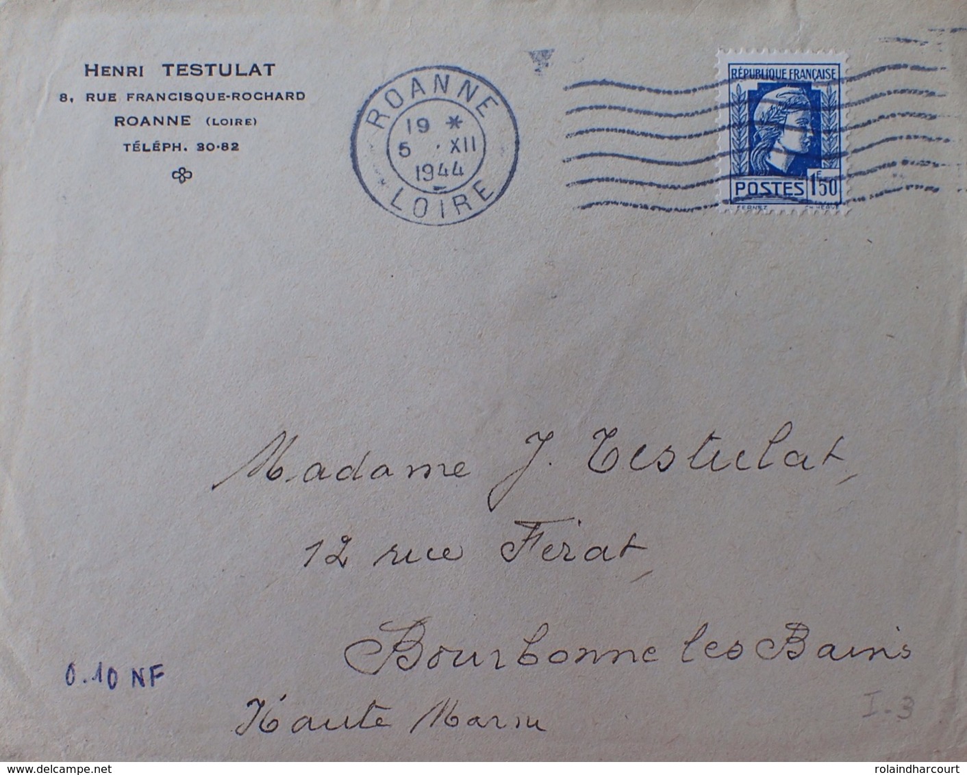 R1947/255 - 1944 - MARIANNE D'ALGER - N°636 Seul Sur € - Lettres & Documents