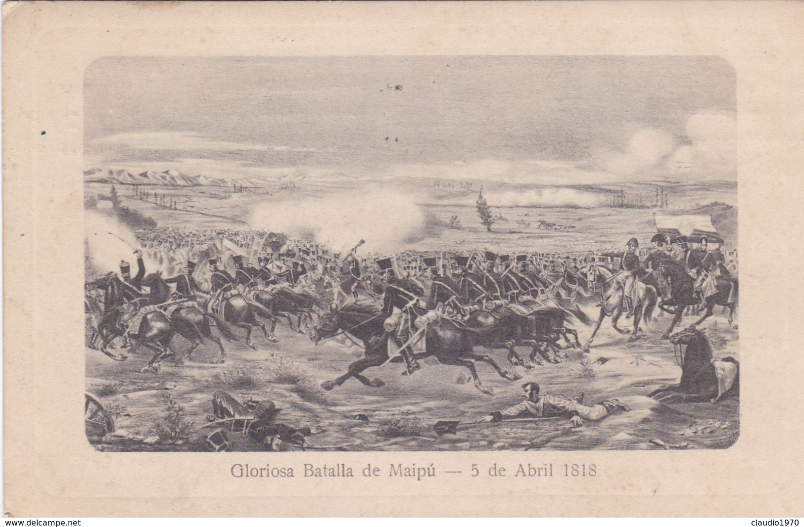 CARTOLINA - POSTCARD - CILE - GLORIOSA BATALLA DE MAIPù - 5 DE ABRIL 1818 - VIAGGIATA PER MILANO ( ITALY) - Cile