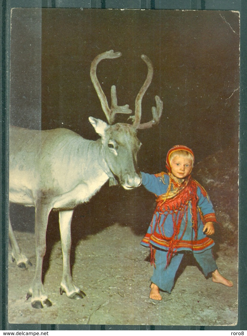 NORVEGE - NORWAY - A LAPP CHILD WITH A REINDEER - Norvège