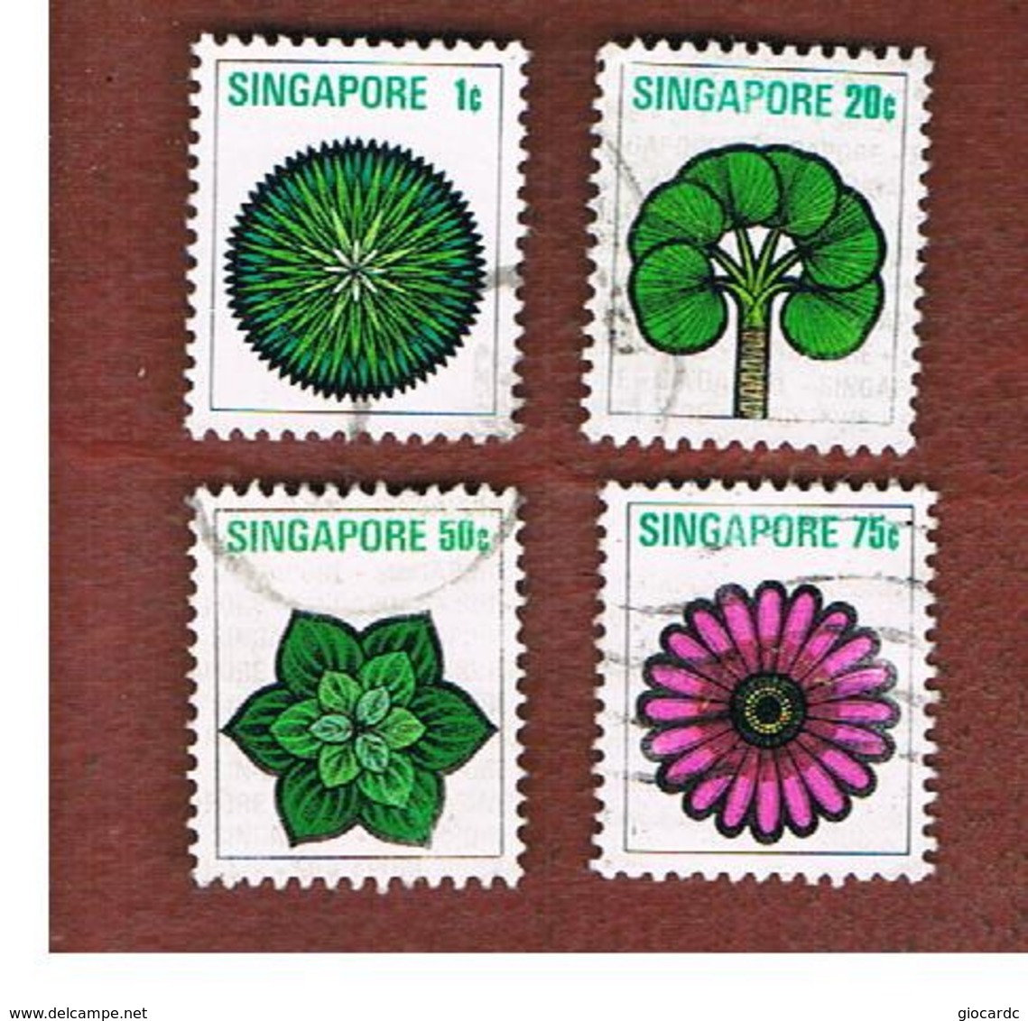 SINGAPORE   -  SG 212.220  -    1973  FLOWERS   -  USED ° - Singapour (1959-...)