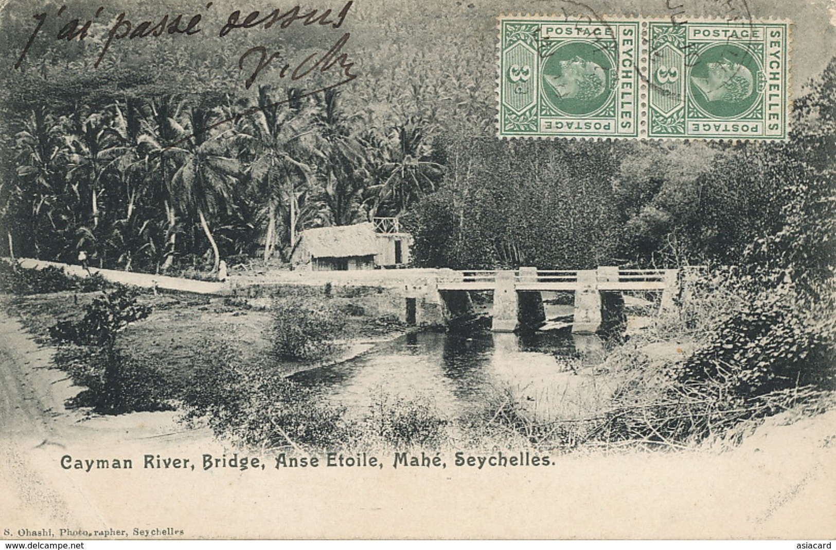 Cayman River, Bridge, Anse Etoile, , Mahé Edit  Ohashi   Stamped  Used Undivided Back - Seychellen