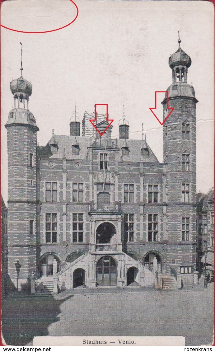 Venlo Stadhuis Nederlands Limburg Nederland Oude Ansichtkaart (gekreukt) - Venlo