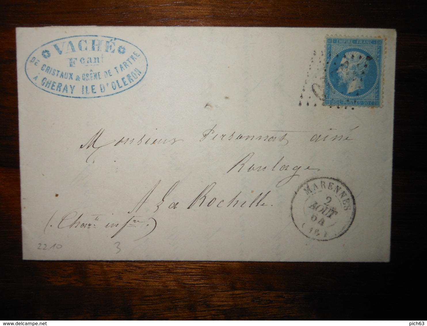 Lettre GC 2210 Marennes Charente Inferieure Avec Correspondance - 1849-1876: Periodo Classico