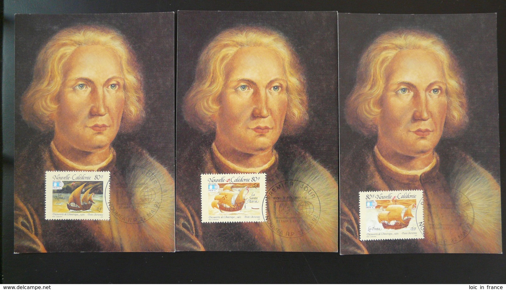 Carte Maximum Card (x3) Explorateur Explorer Christophe Colomb Colombus Nouvelle Calédonie (ref 94349) - Christopher Columbus