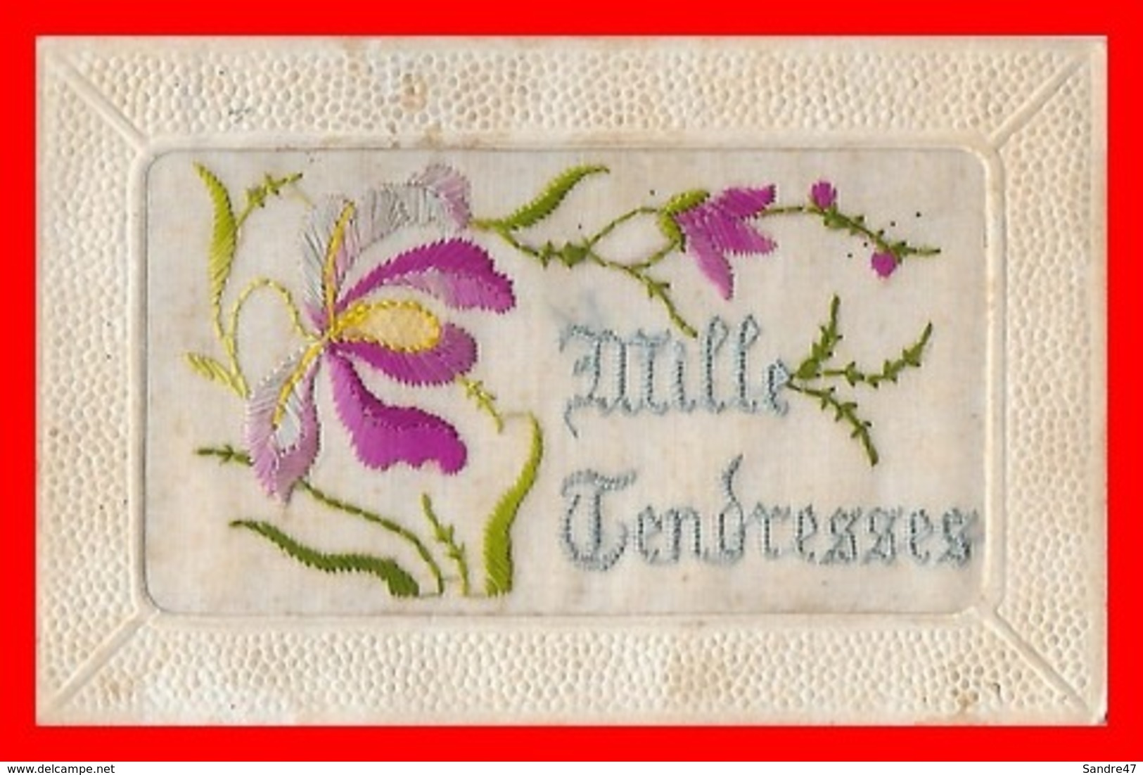 CPA FANTAISIES. Carte Brodée. Mille Tendresses...F275 - Brodées