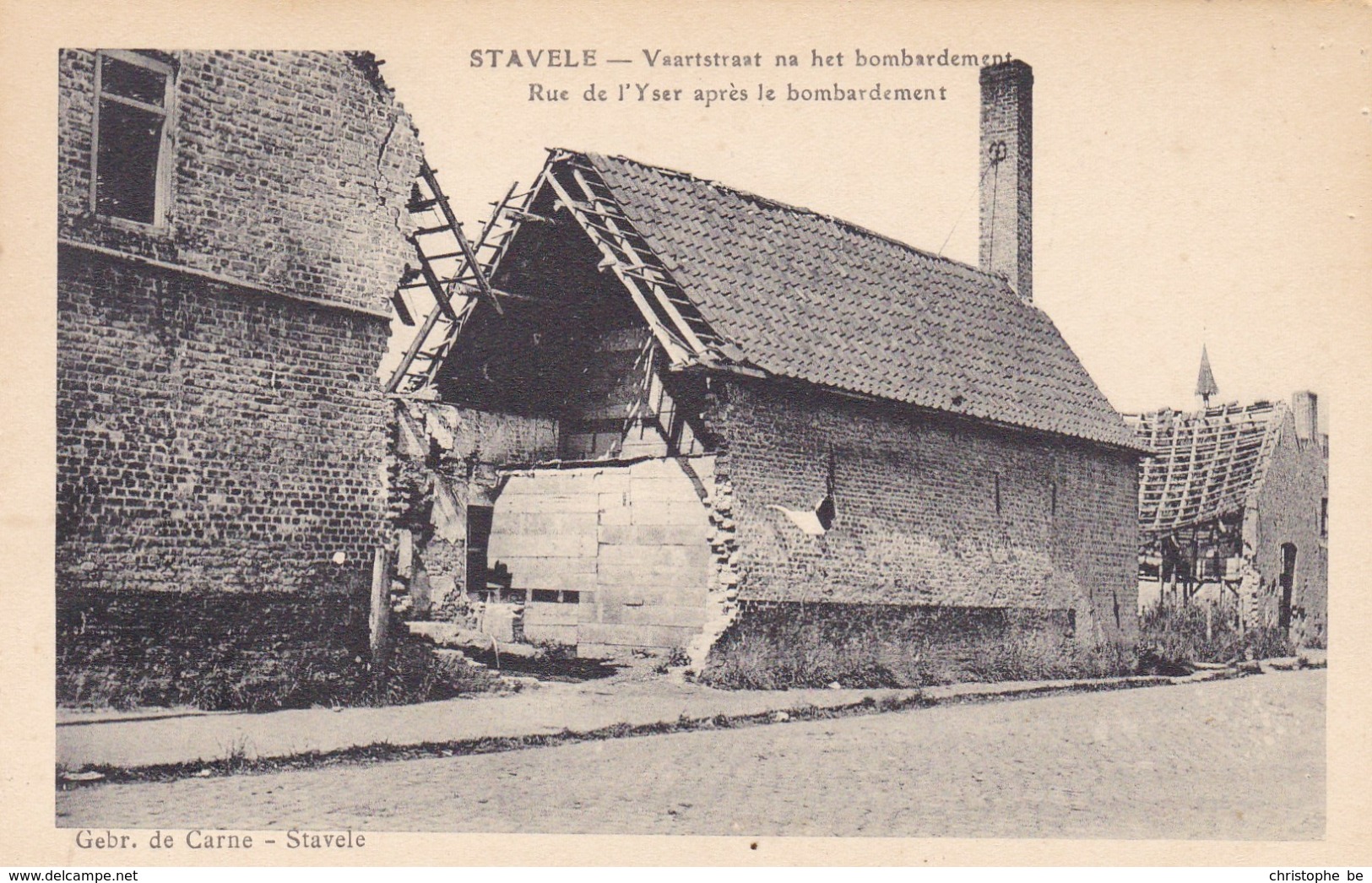 Stavele, Vaartstraat Na Het Bombardement (pk61593) - Alveringem