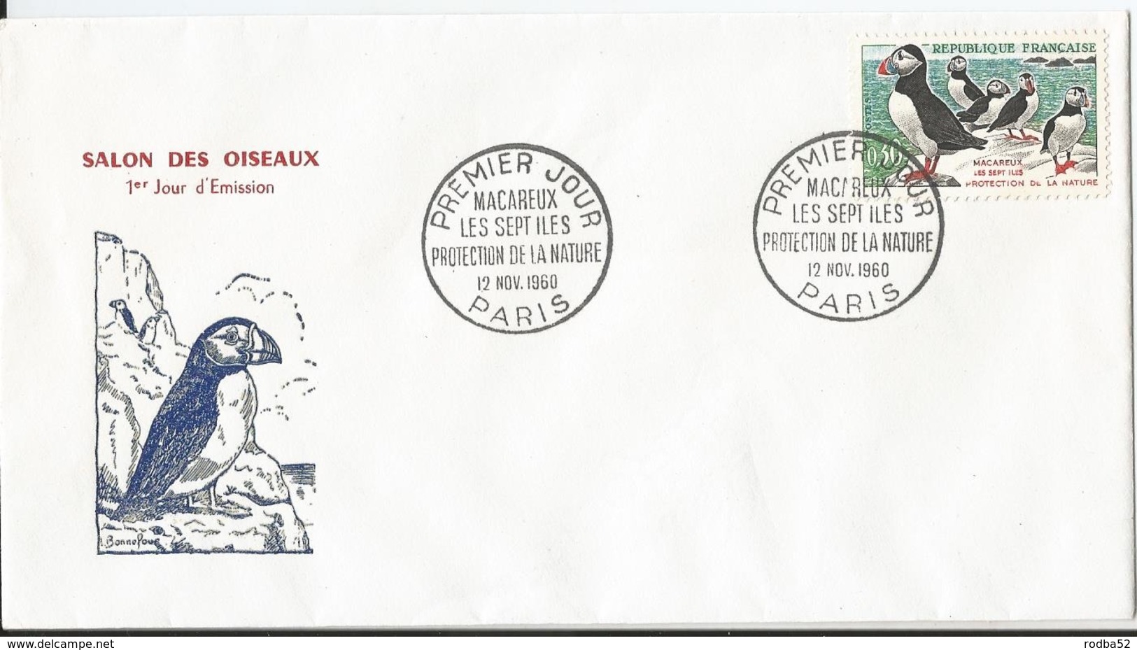 Enveloppe Premier Jour - FDC - 1960 - Macareux - Les Sept Iles Protection De La Nature  - Belle Cote - 1960-1969