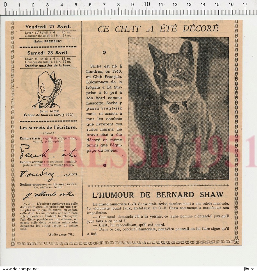 2 Scans Presse 1951 Diderot Et Madame Geoffrin Médaille Militaire Mascotte Chat Frégate La Surprise Bateau Marine226CH18 - Non Classés