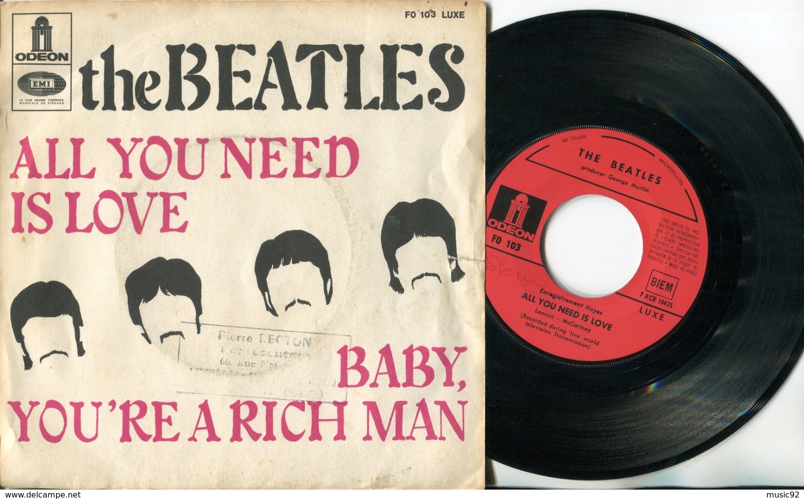 Beatles - 45t Vinyle - All You Need Is Love - Collector's Editions