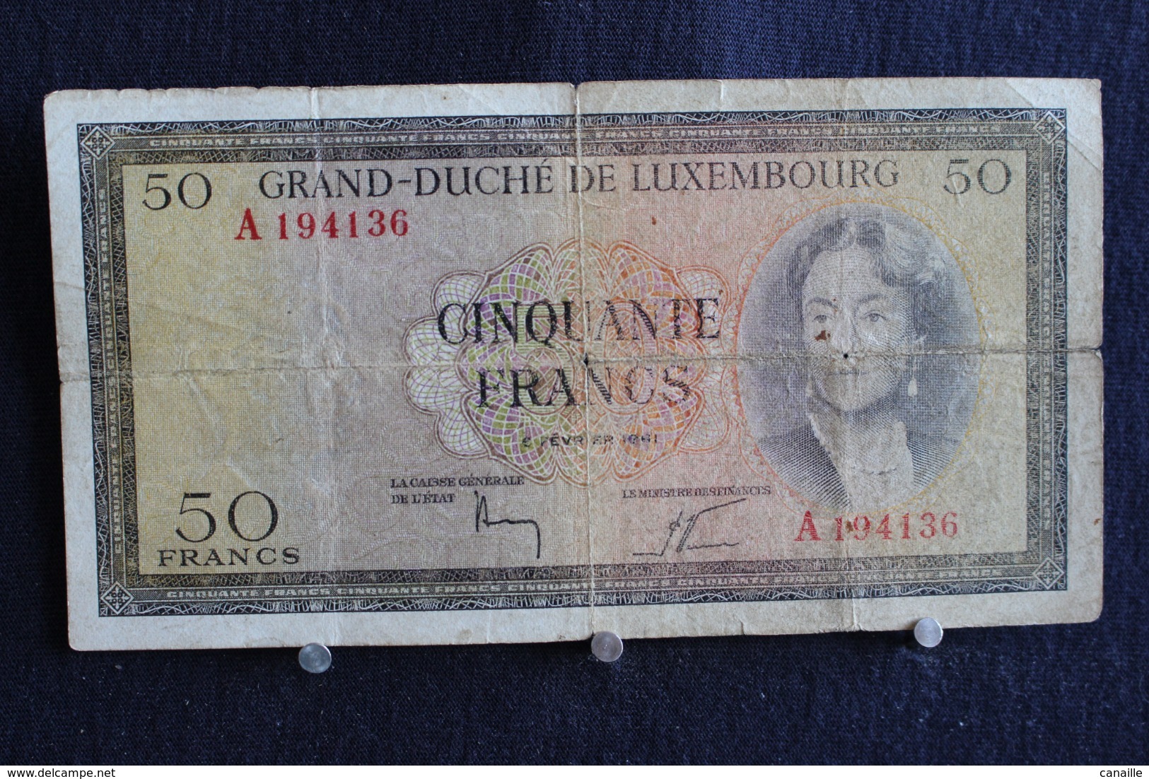 86 /  Grand-Duché De Luxembourg , Luxembourg  50 Francs - 1961 /  N°  A 194136 - Luxemburg