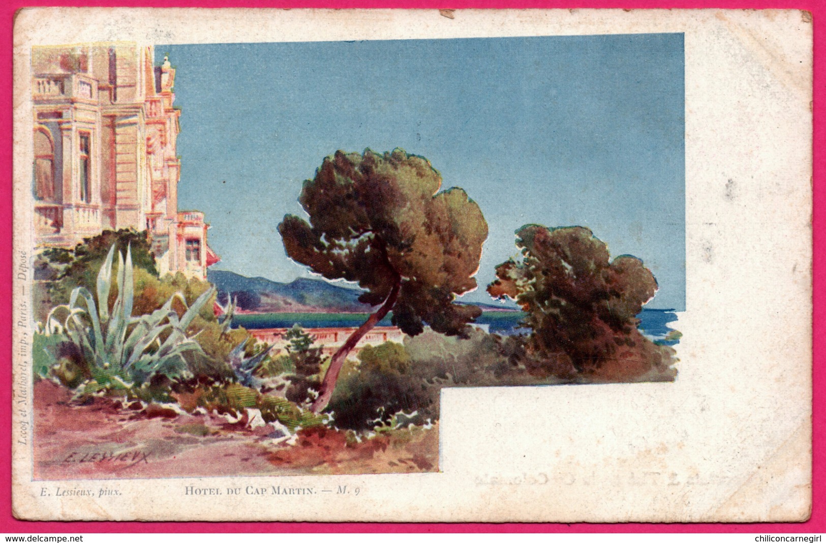 Litho LESSIEUX - Hotel Du Cap Martin - Imp. LECOQ Et MATHOREL - CHOCOLATS & THE DE LA Cie COLONAILE - Lessieux