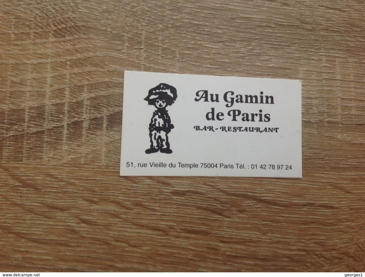 Carte De Visite De Bar Restaurant    Au Gamin De Paris     Paris 4eme - Cartes De Visite