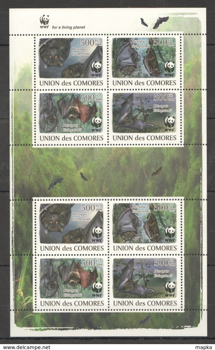 B001 2009 UNION DES COMORES WWF FAUNA WILD ANIMALS BATS !!! MICHEL 14 EURO !!! 1KB MNH - Other & Unclassified