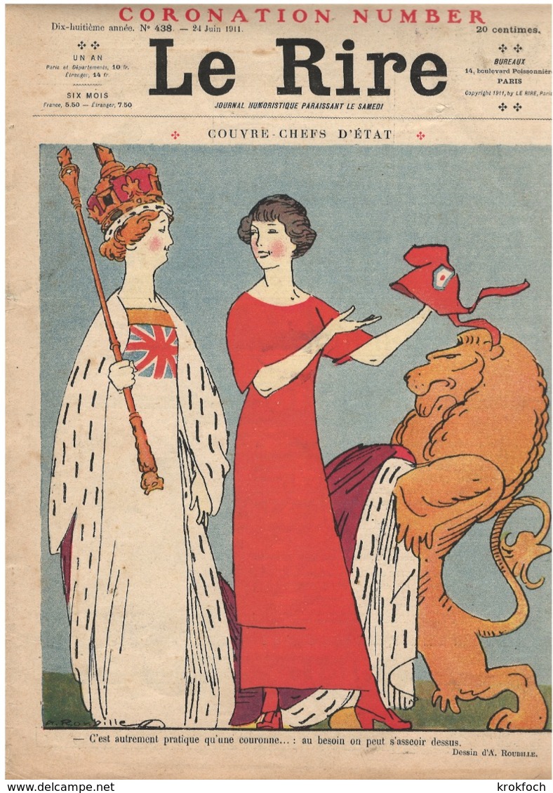 Le Rire N°438 - 24.06.1911 - Gervèse Marine Matelot - Roubille - N° Spécial Roi & Reine Angleterre - 1900 - 1949