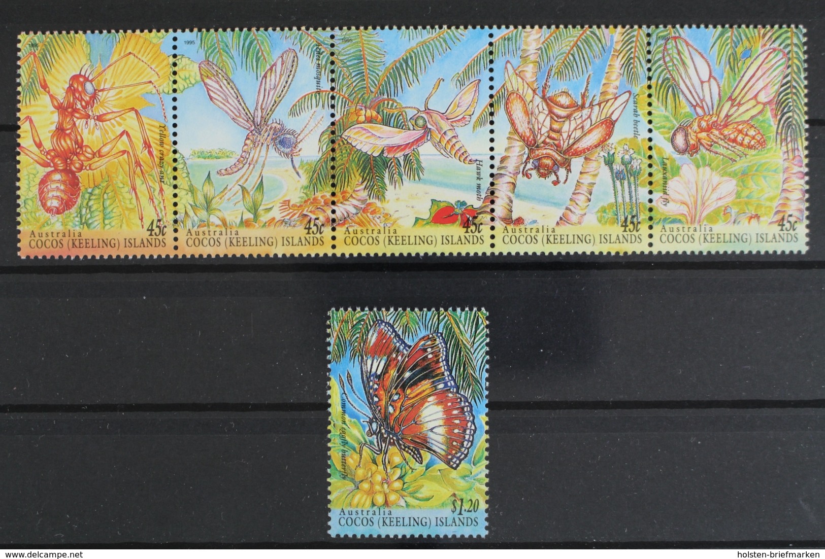 Kokos Inseln, MiNr. 334-339, Insekten, Postfrisch / MNH - Kokosinseln (Keeling Islands)