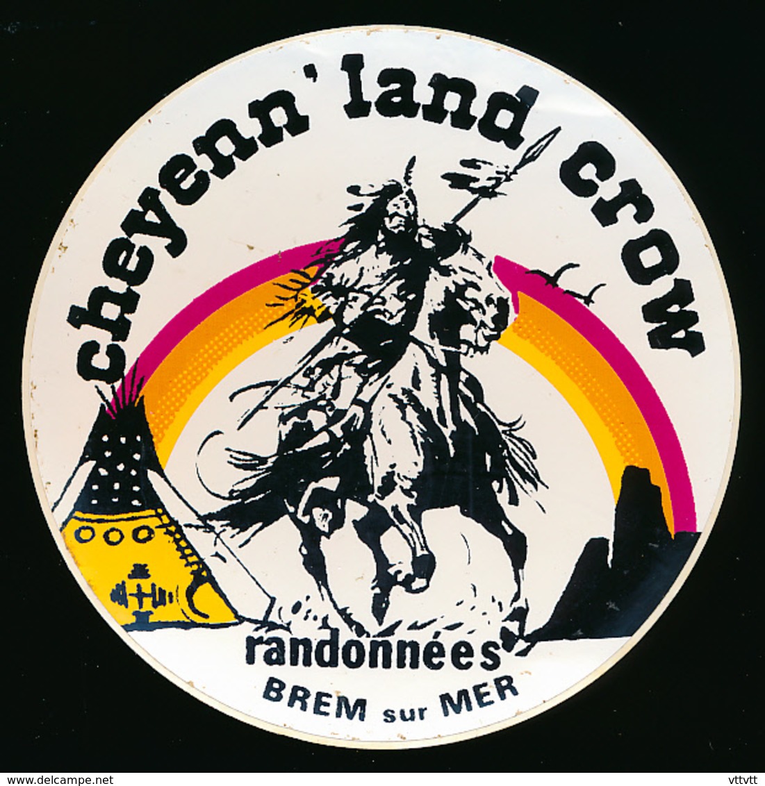 AUTOCOLLANT, STICKERS : BREM-SUR-MER (Vendée), Cheyenn' Land Crow, Indiens, Cheval, Tipi - Aufkleber