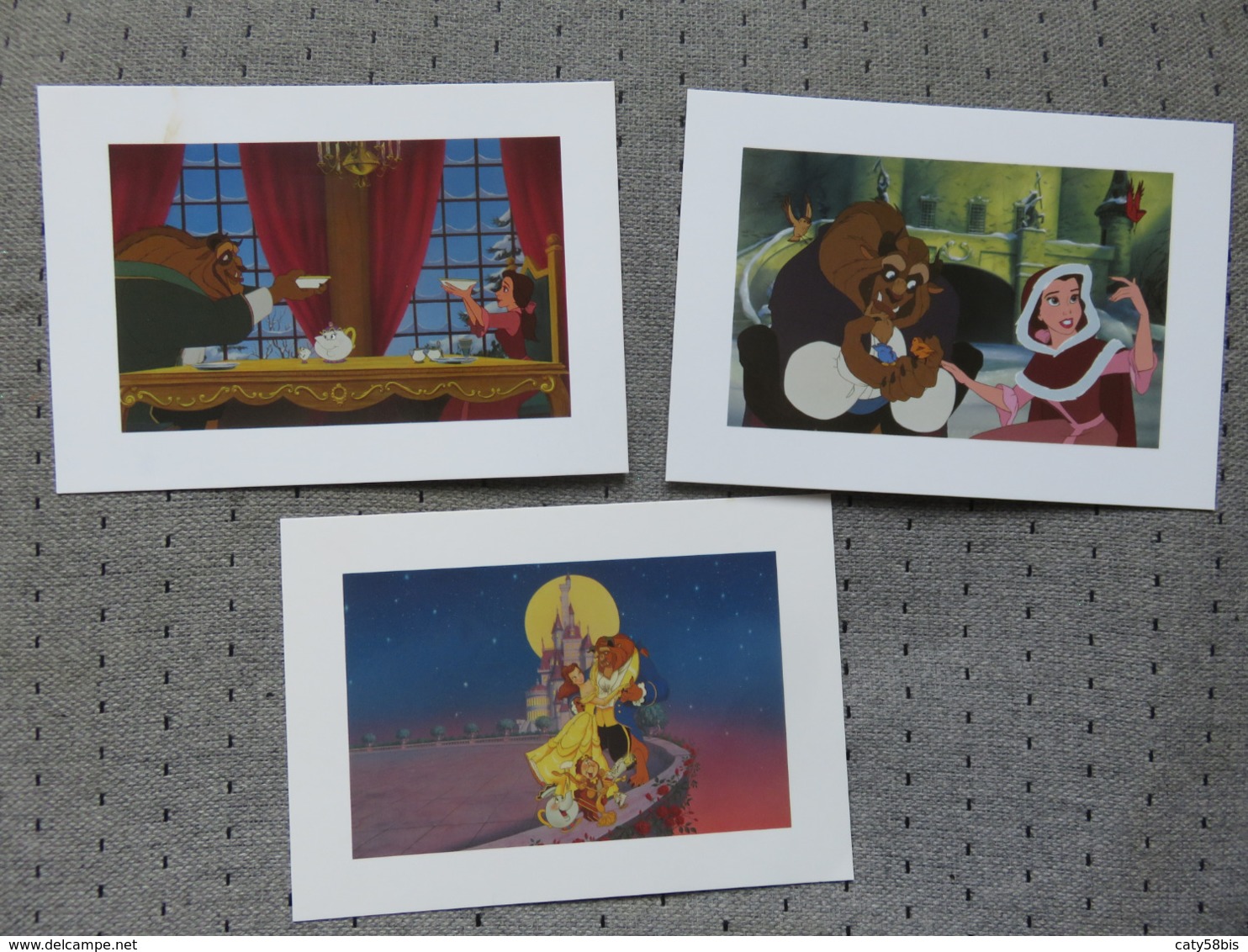 3 Cartes Postales Disney La Belle Et La Bète - Other & Unclassified