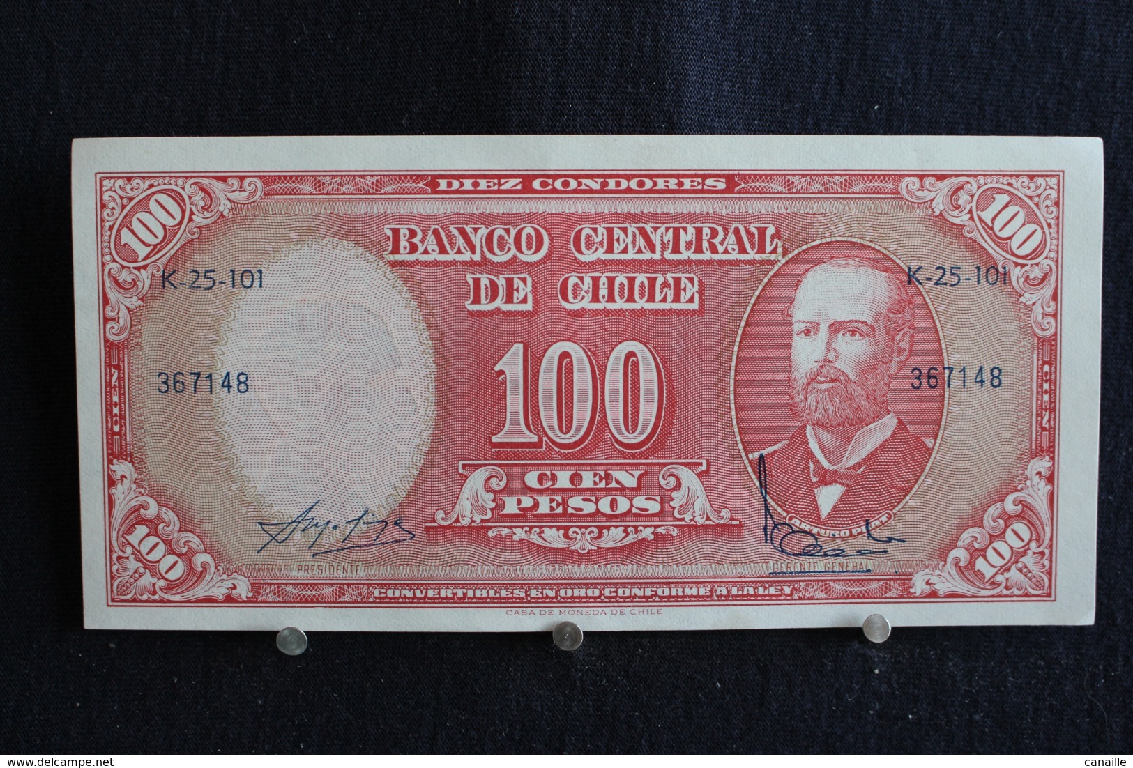 96 /  Chile, 10 Centesimos On 100 Pesos -   K-25-101 /  N° 367148 - Chili