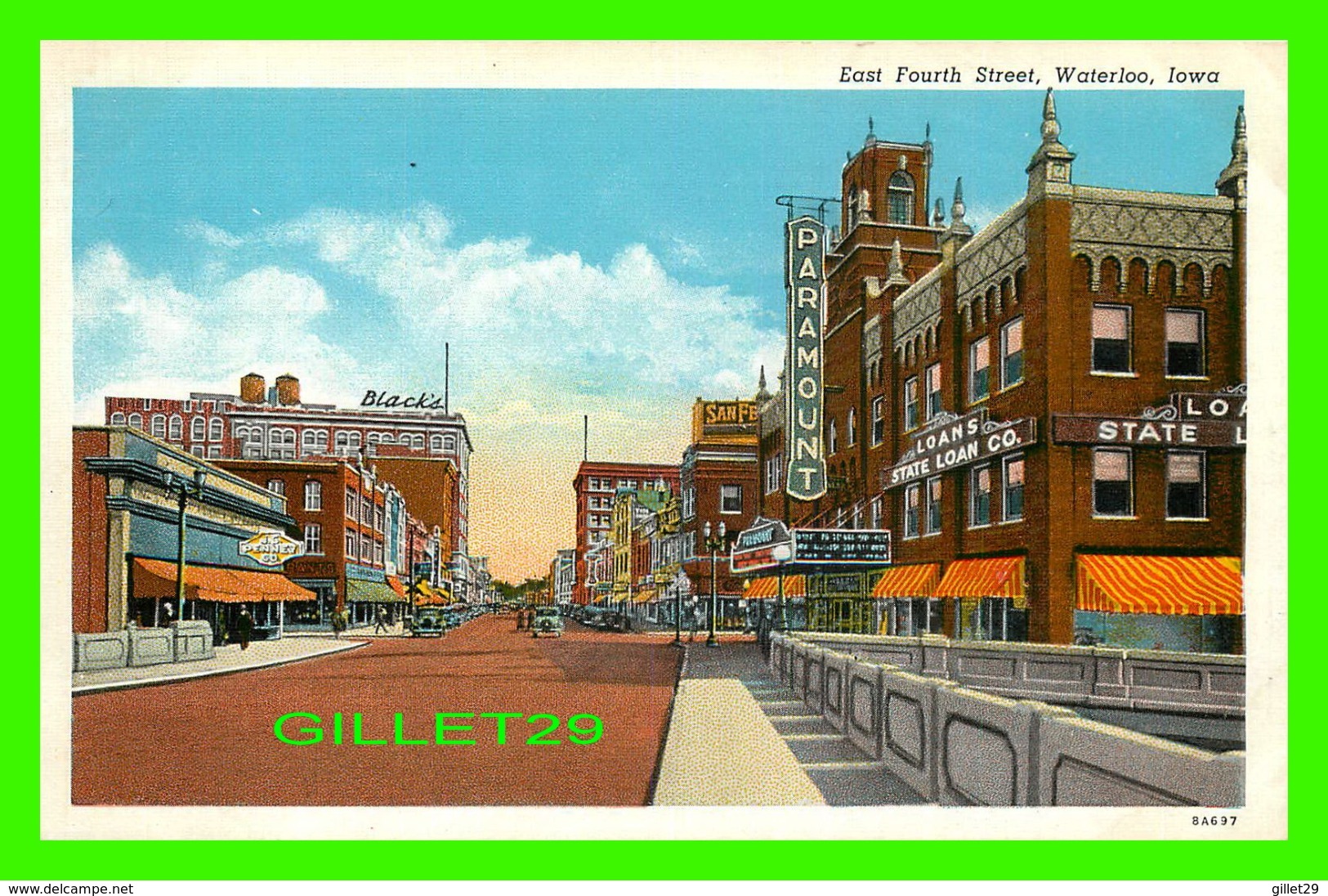 WATERLOO, IA - EAST FOURTH STREET - PARAMOUNT THEATER - LINCOLN SUPPLY CO - - Waterloo